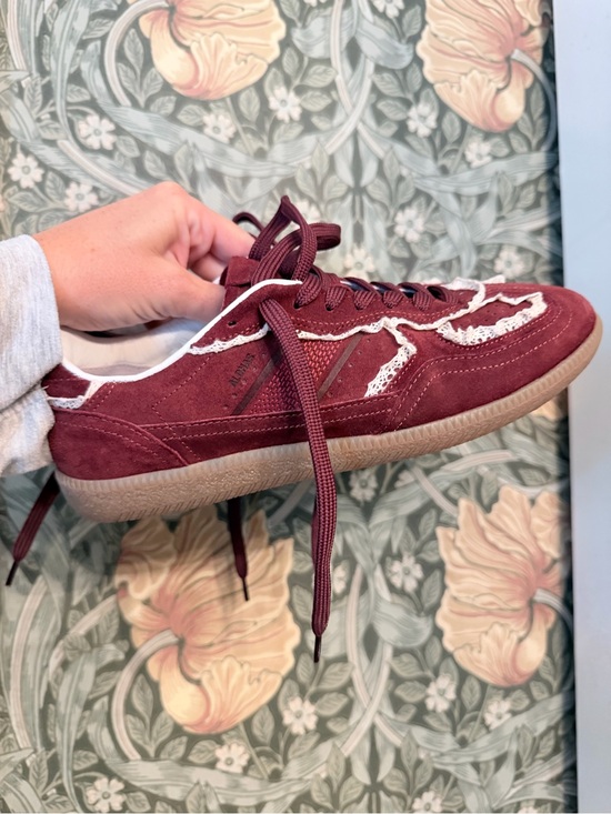 ALOHAS Shoes - ALOHAS Burgundy Suede Sneakers with White Trim
